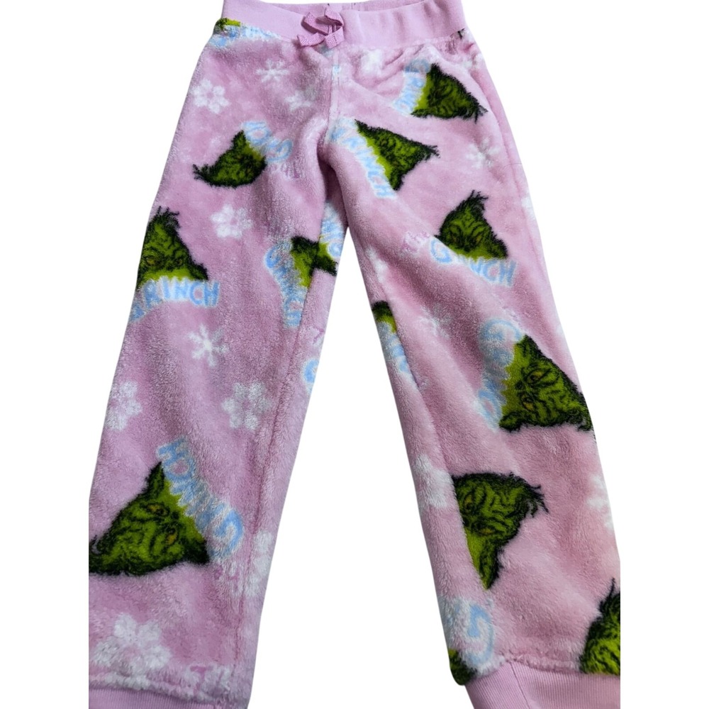 The Grinch Pajama Pants 4/5 Pink Fleece Holiday Lounge Bottoms Kids